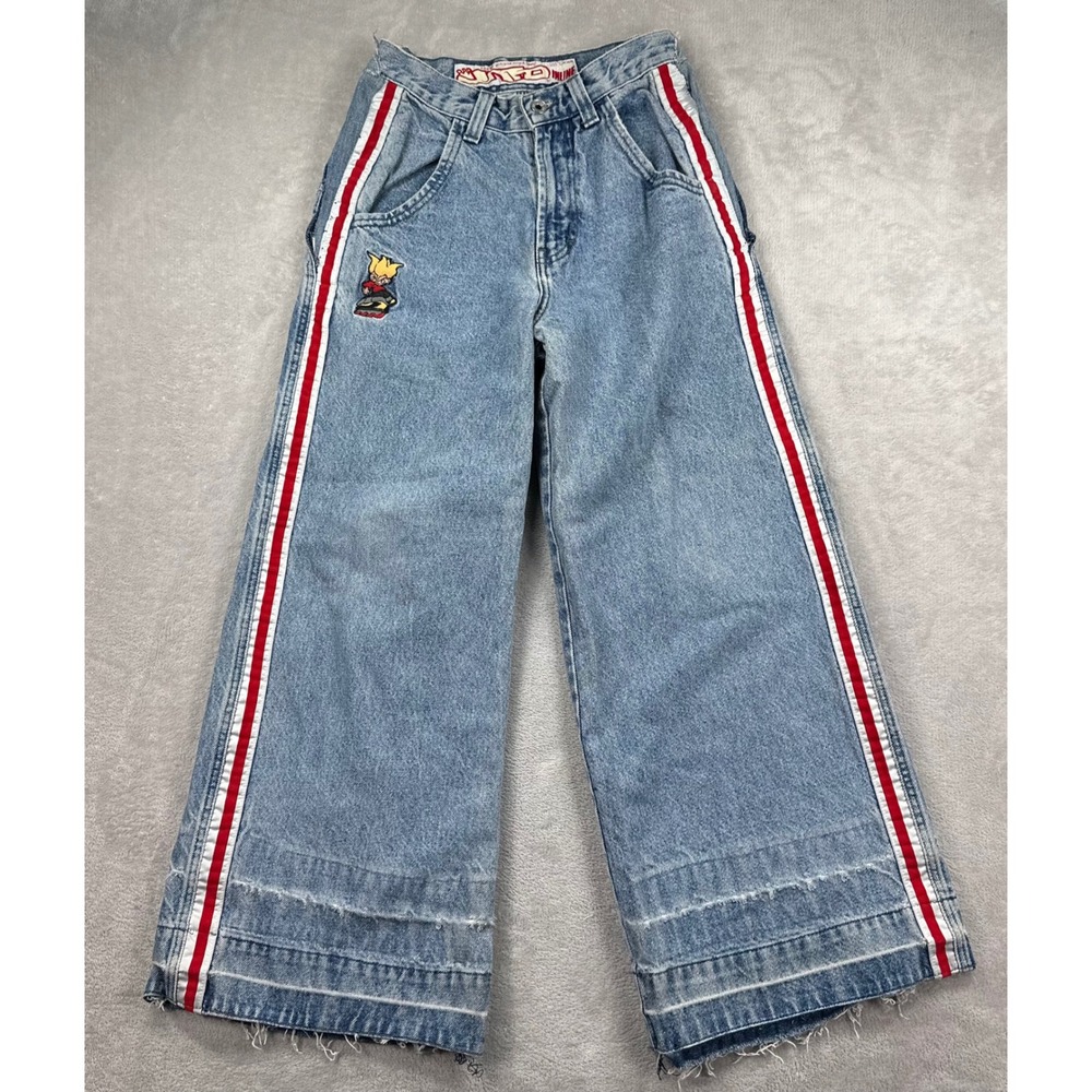 JNCO Inline Jeans Kids Size 12 Light Wash Wide Leg Skater Distressed Vintage 90s